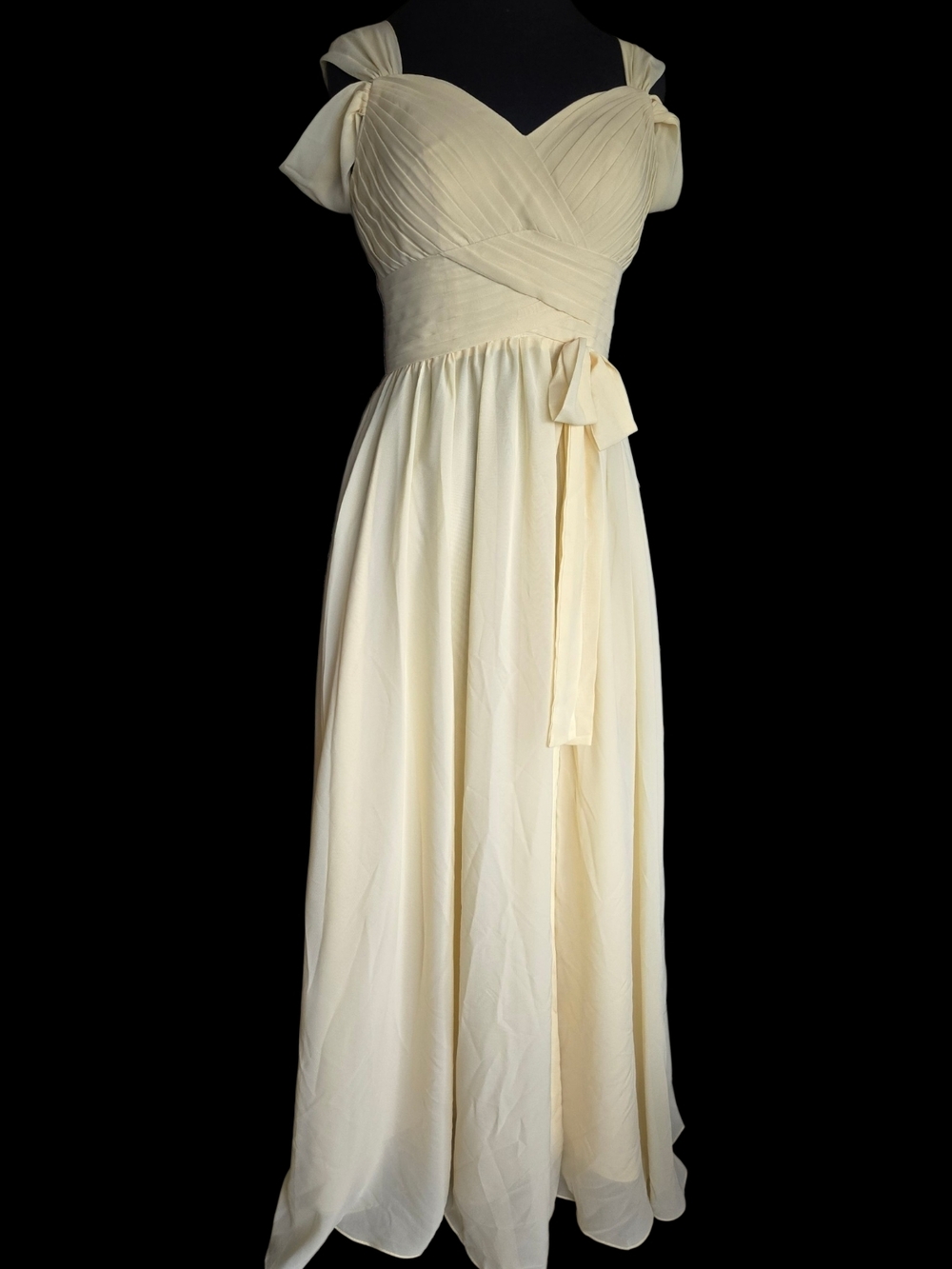 Elegant Yellow Bridesmade Dress W/ Pleated Bodice Corset Back By Wear Your Love